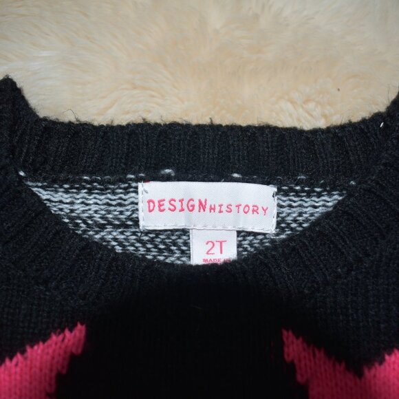 Little Girls Star Knit Sweater Size 2T Black and Pink - Picture 2 of 7